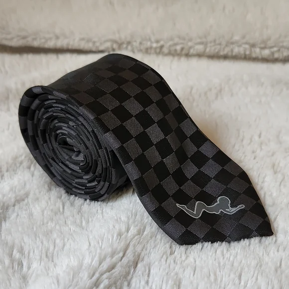 Blue Guru Black Checkered Skinny Tie - Picture 2 of 8